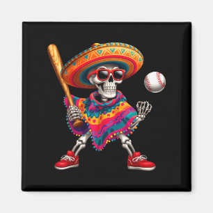 Mariachi skeleton baseball cinco de mayo mexican magnet