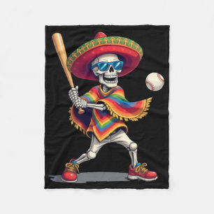 Mariachi Skeleton Baseball Cinco De Mayo Mexican S Fleece Blanket