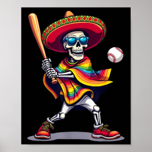 Mariachi Skeleton Baseball Cinco De Mayo Mexican S Poster