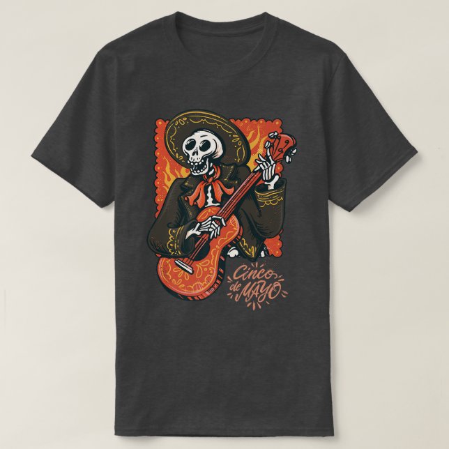 Mariachi skeleton Cinco de Mayo apparel for taco l T-Shirt (Design Front)