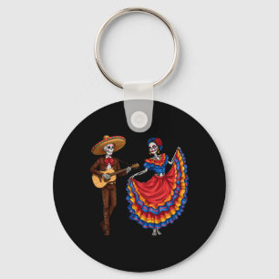 Mariachi Skeleton Couple Guitar Dance Day Of The Key Ring