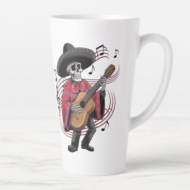 Mariachi Skeleton Groove 03 Latte Mug (Right)