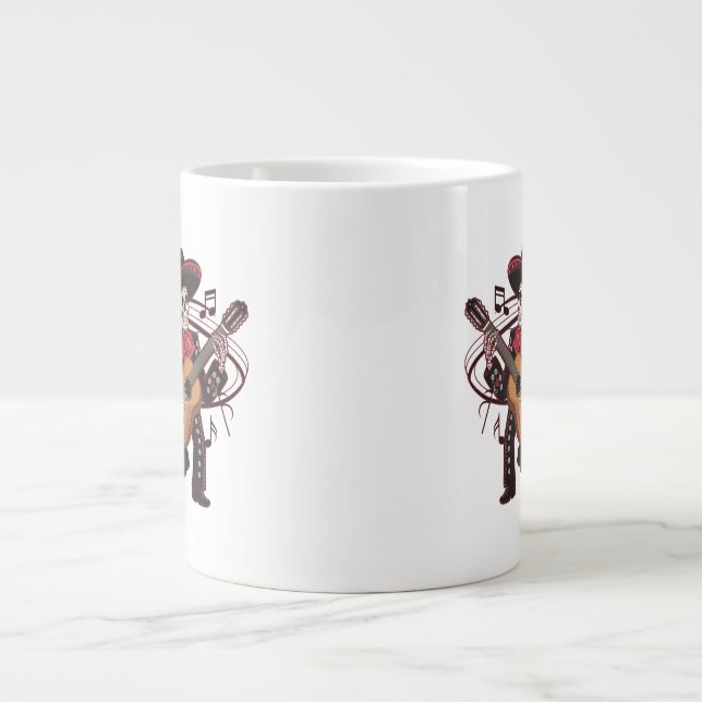 Mariachi Skeleton Groove Large Coffee Mug (Front)