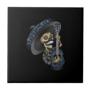 mariachi skull mexican ceramic tile