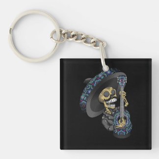 mariachi skull mexican key ring