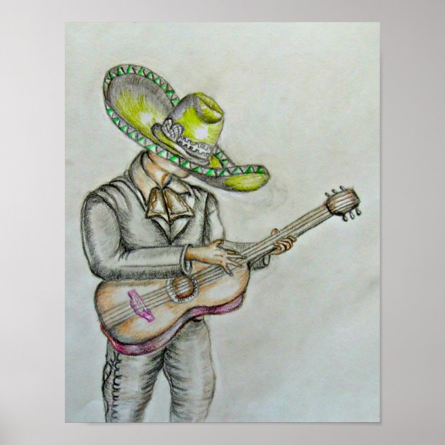 Mariachi with guitar poster (Front)