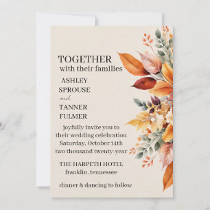 Mariage Automnal de Feuilles de Tombe Élégant Invitation