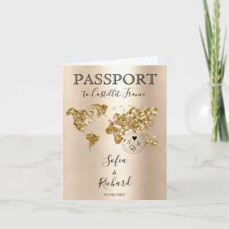 Mariage Destination Passport Carte du monde France Invitation