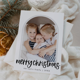 MARIAH Black Arch Family Photo Merry Christmas Holiday Card