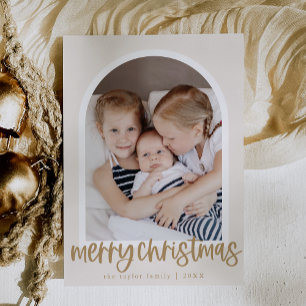 MARIAH Gold Arch Family Photo Merry Christmas Holiday Card