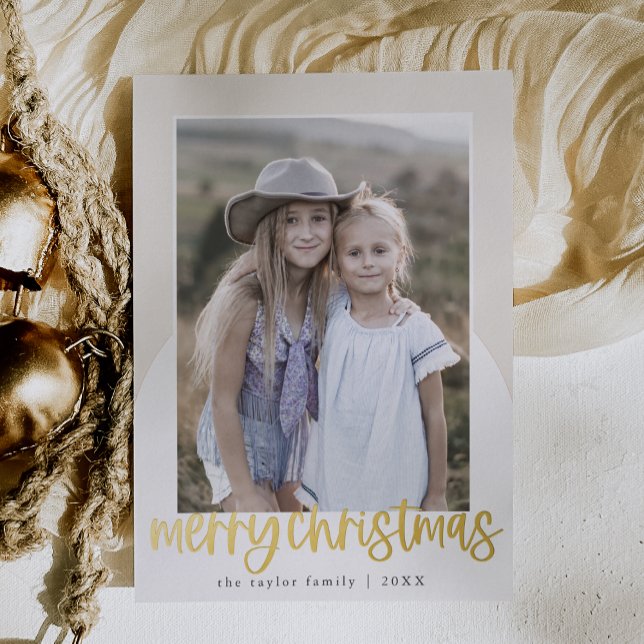 MARIAH Gold Foil Arch Fun Family Photo Christmas Foil Holiday Card (MARIAH Gold Foil Arch Fun Family Photo Christmas Foil Holiday Card)