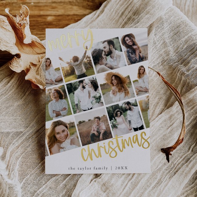 MARIAH Gold Foil Fun Multi Photo Christmas Foil Holiday Card (MARIAH Gold Foil Fun Multi Photo Christmas Foil Holiday Card)
