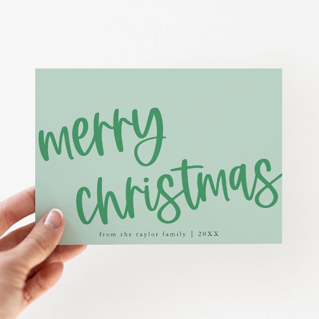 MARIAH Green Cute Trendy Family Merry Christmas Holiday Card (MARIAH Green Cute Trendy Family Merry Christmas Holiday Card)