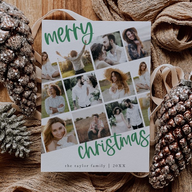 MARIAH Green Fun Family Multi Photo Christmas Holiday Card (MARIAH Green Fun Family Multi Photo Christmas Holiday Card)