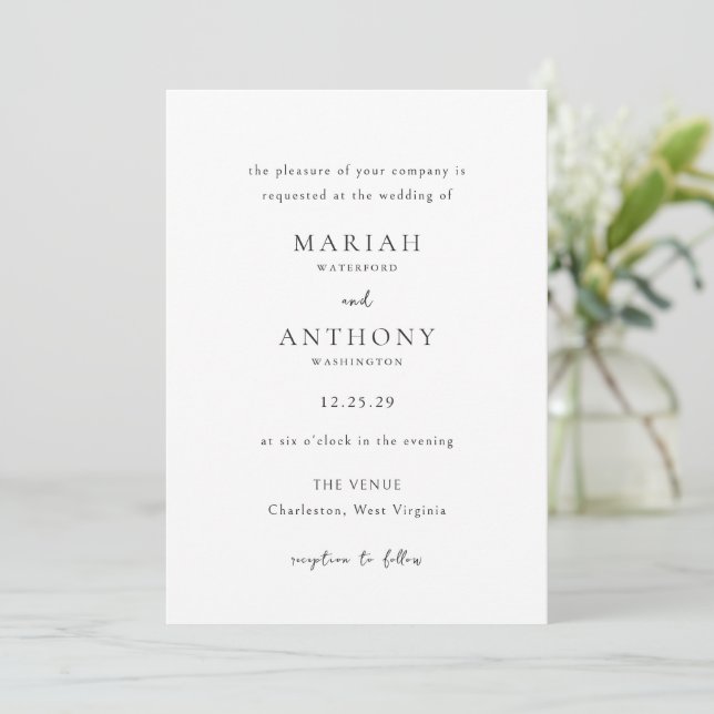 Mariah Minimal Elegant Wedding Invitation (Standing Front)