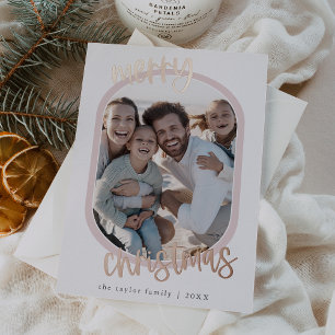MARIAH Rose Foil Retro Family Fun Christmas Photo Foil Holiday Card