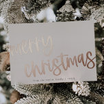 MARIAH Rose Gold Foil Family Merry Christmas Foil Holiday Card<br><div class="desc">MARIAH Rose Gold Foil Family Merry Christmas Foil Holiday Card.

Personalise the front of the card with your family name and the year. Personalise the back with an optional holiday greeting or family news,  and your family name.</div>