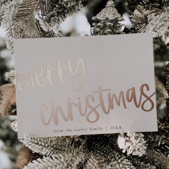 MARIAH Rose Gold Foil Family Merry Christmas Holiday Card (MARIAH Rose Gold Foil Family Merry Christmas Foil Holiday Card)