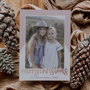 MARIAH Rose Gold Foil Fun Family Photo Christmas Foil Holiday Card