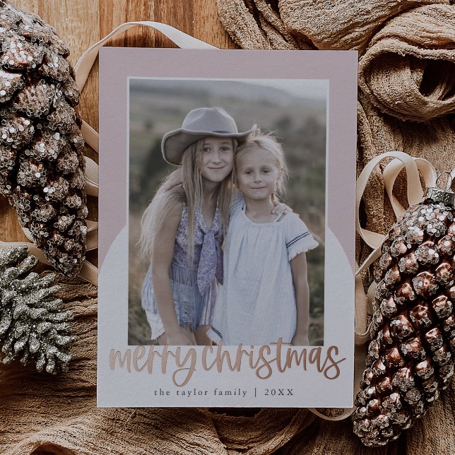 MARIAH Rose Gold Foil Fun Family Photo Christmas Foil Holiday Card (MARIAH Rose Gold Foil Fun Family Photo Christmas Foil Holiday Card)
