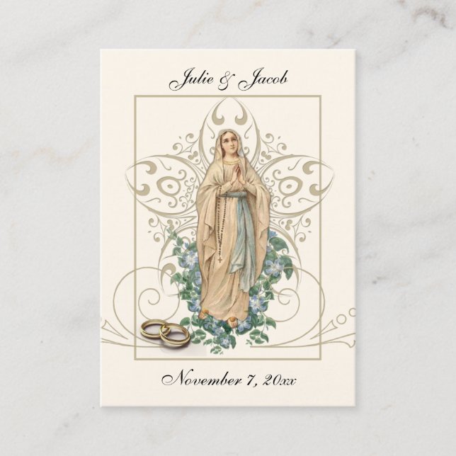 Marian Catholic Wedding Favour Holy Card (Front)