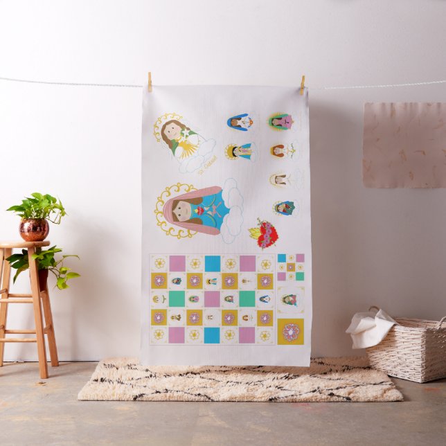 Marian Cute Saint Baby Quilt Squares and Dolls Fabric (In Situ)