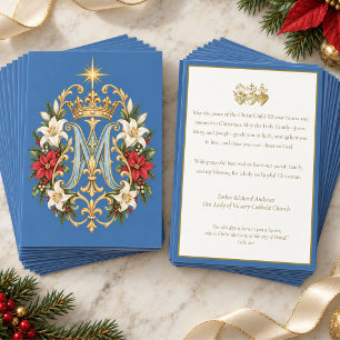 Marian Monogram Floral Parish Christmas Card