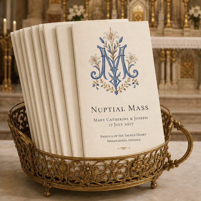 Marian Monogram Nuptial Mass Wedding Program (Creator Uploaded)