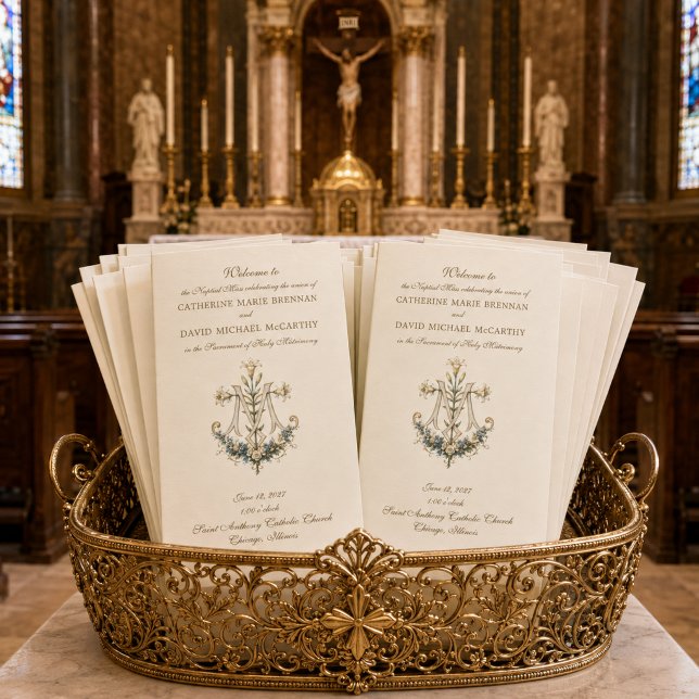 Marian Monogram Traditional Latin Wedding program (Creator Uploaded)
