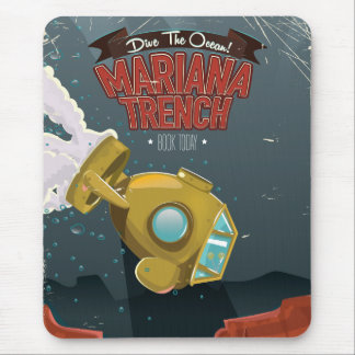 Marianas Trench vintage cartoon travel poster. Mouse Pad