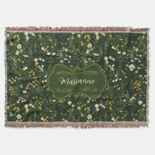 Marianne Dark Daisy Floral Throw Blanket