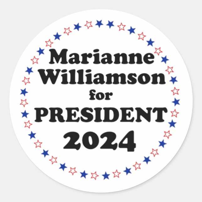 marianne williamson for president 2024 classic round sticker (Front)