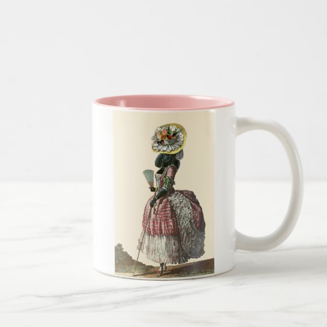 Marie Antionette Black Poodle 18th Century Costume Two-Tone Coffee Mug (Right)