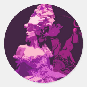 Marie Antionette -purple Classic Round Sticker