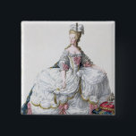 Marie Antoinette (1752-93) from 'Receuil des Estam 15 Cm Square Badge<br><div class="desc">Image:195783  Marie Antoinette (1752-93) from 'Receuil des Estampes,  representant les Rangs et les Dignites,  suivant le Costume de toutes les Nations existantes',  published 1780 (hand-coloured engraving). Duflos,  Pierre (1742-1816). Private Collection,  The Stapleton Collection.  Art,  Fine Art.</div>