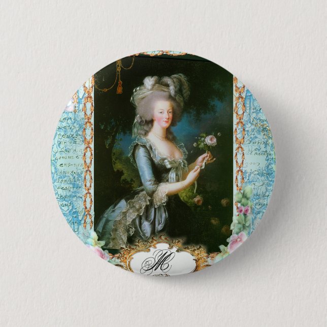Marie Antoinette and Pink Roses 6 Cm Round Badge (Front)