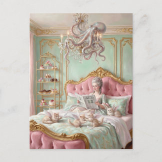 Marie Antoinette and the octopus. Surreal Postcard