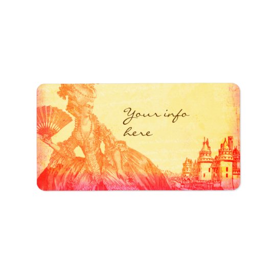 Marie Antoinette at Sunset with Castle Labels