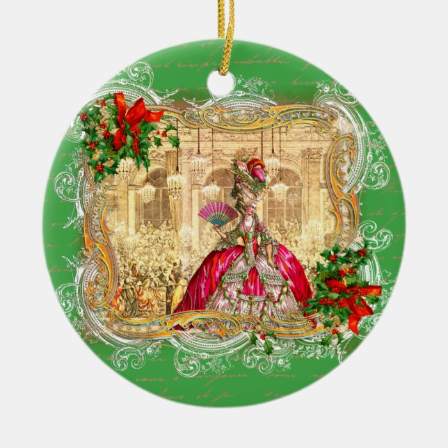 Marie Antoinette at Versailles Christmas Ceramic Tree Decoration (Front)