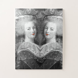 Marie Antoinette, black and white, Jigsaw Puzzle