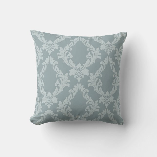 Marie Antoinette blue french damask inspired   Cushion (Front)