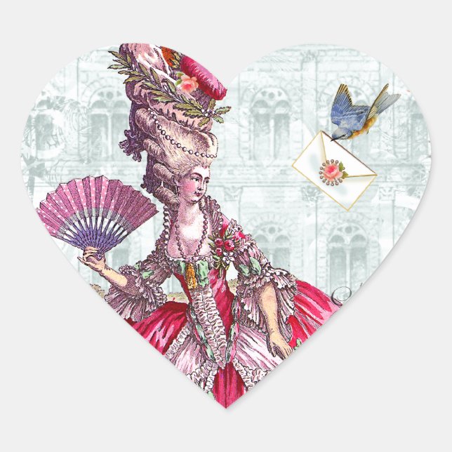 Marie Antoinette & Bluebird Heart Sticker (Front)