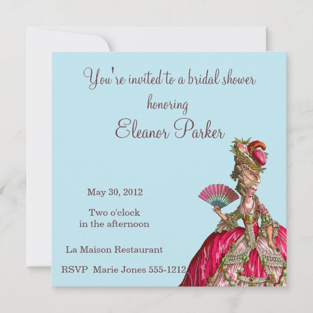 Marie Antoinette Bridal Shower Invitation (Front)