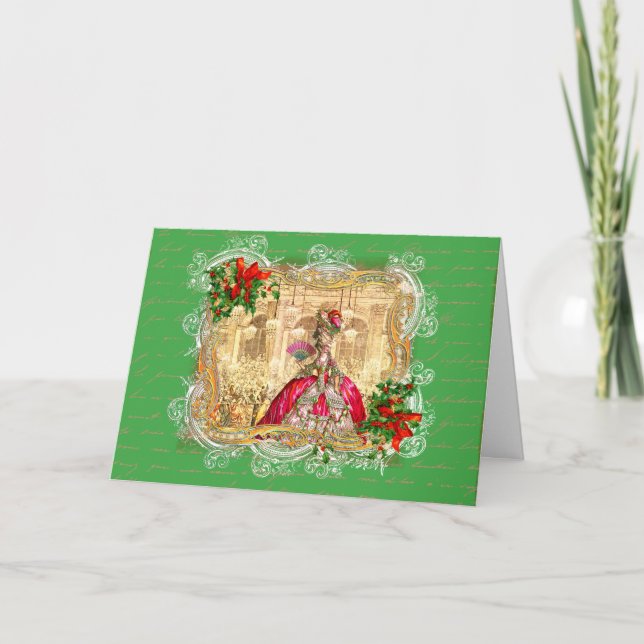 Marie Antoinette Christmas Ball Holiday Card (Front)