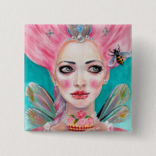 Marie Antoinette Cupcake Faerie - Queen Bee 15 Cm Square Badge