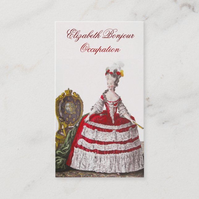 Marie Antoinette Fashion ~ Business Card Red (Front)