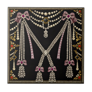 Marie Antoinette French Inspired Design Bejewelled Ceramic Tile