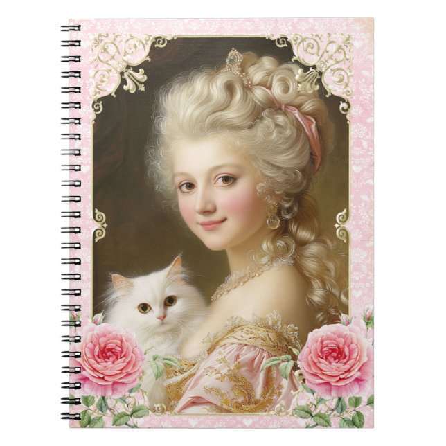 Marie Antoinette,French,Paris,cat,portrait,notes Notebook (Front)