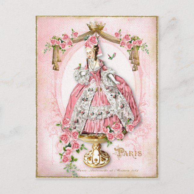 Marie Antoinette,French,Paris,pink,rose,doll Postcard (Front)