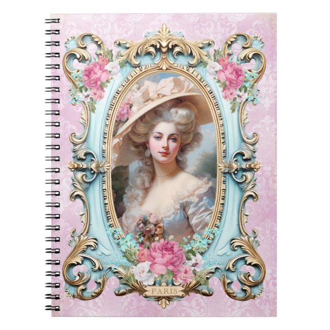 Marie Antoinette,French,Paris,portrait,roses メモ帳 Notebook (Front)